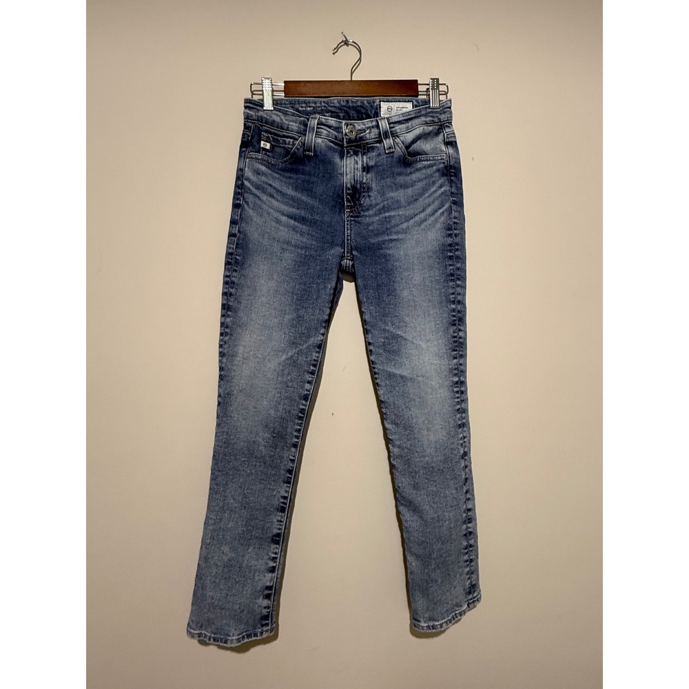 AG Adriano Goldschmied Mari Crop High Rise Slim Straight Jeans Blue 24R